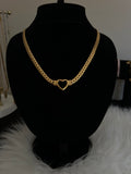 Stainless Steel Gold Heart Cuban Chain Necklace - Delila Jewellery NZ