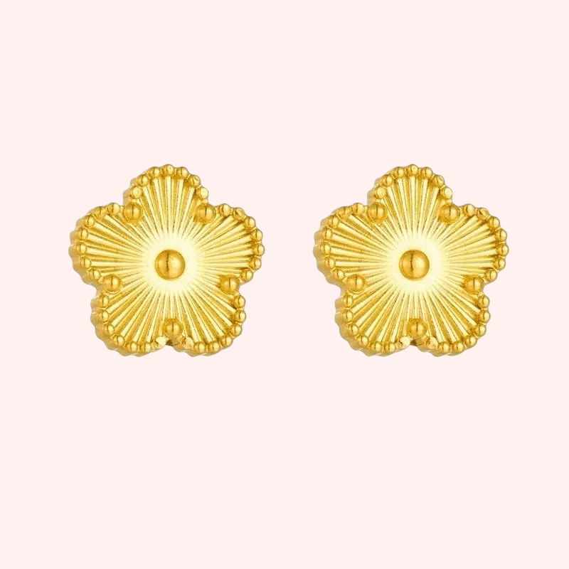 Stainless Steel Gold Single Clover Jewellery Set – 3 Piece - Delila Jewellery NZ
