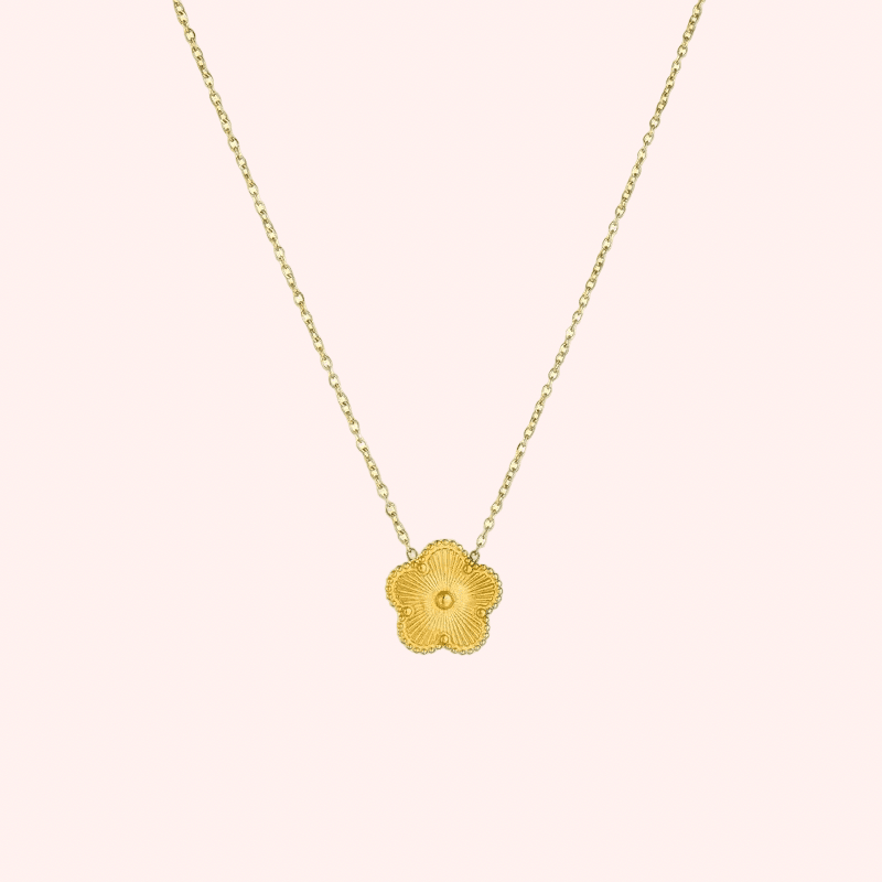 Stainless Steel Gold Single Clover Jewellery Set – 3 Piece - Delila Jewellery NZ