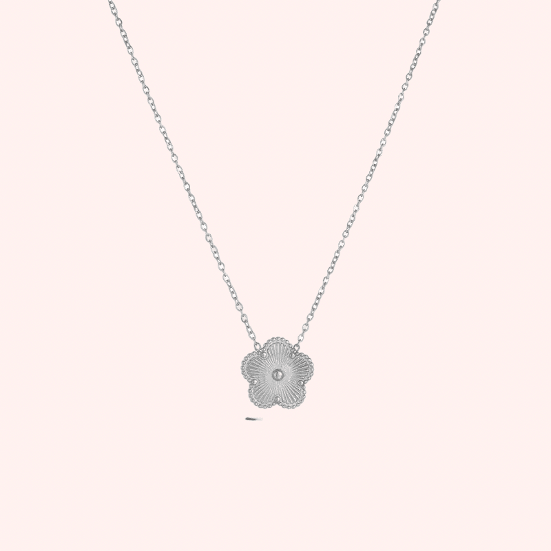 Stainless Steel Silver Single Clover Jewellery Set – 2 Piece - Delila Jewellery NZ