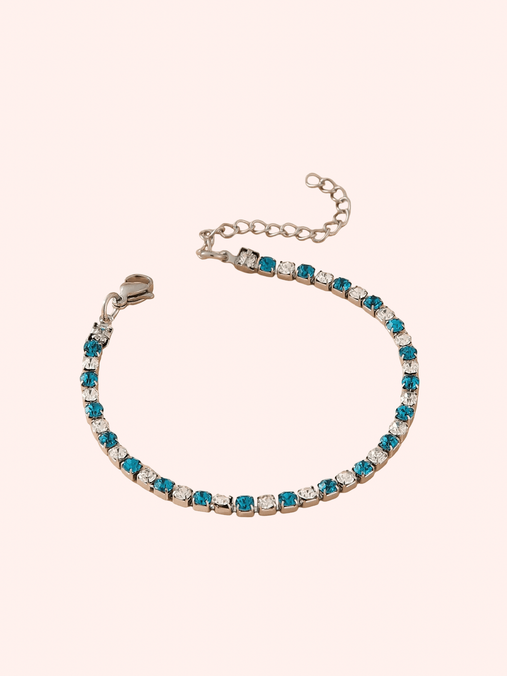 Stainless Steel Sky Blue & Silver 3mm Tennis Bracelet - Delila Jewellery NZ