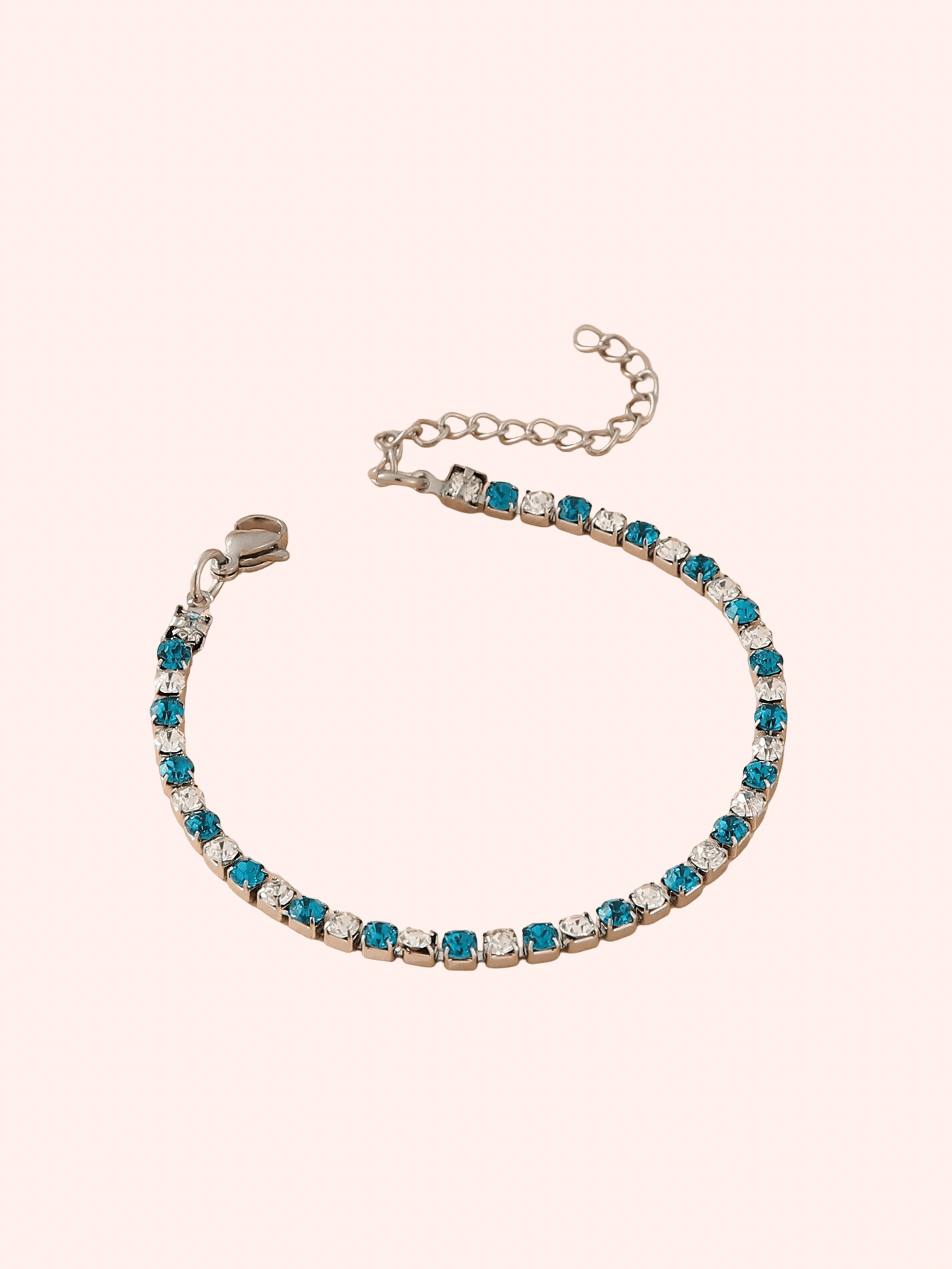 Stainless Steel Sky Blue & Silver 3mm Tennis Bracelet - Delila Jewellery NZ