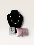 Stainless Steel White & Gold Five Clover Jewellery Set – 3 Piece - Delila Jewellery NZ