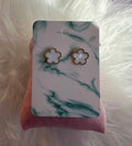 Stainless Steel White Pearl Clover Stud Earrings - Delila Jewellery NZ