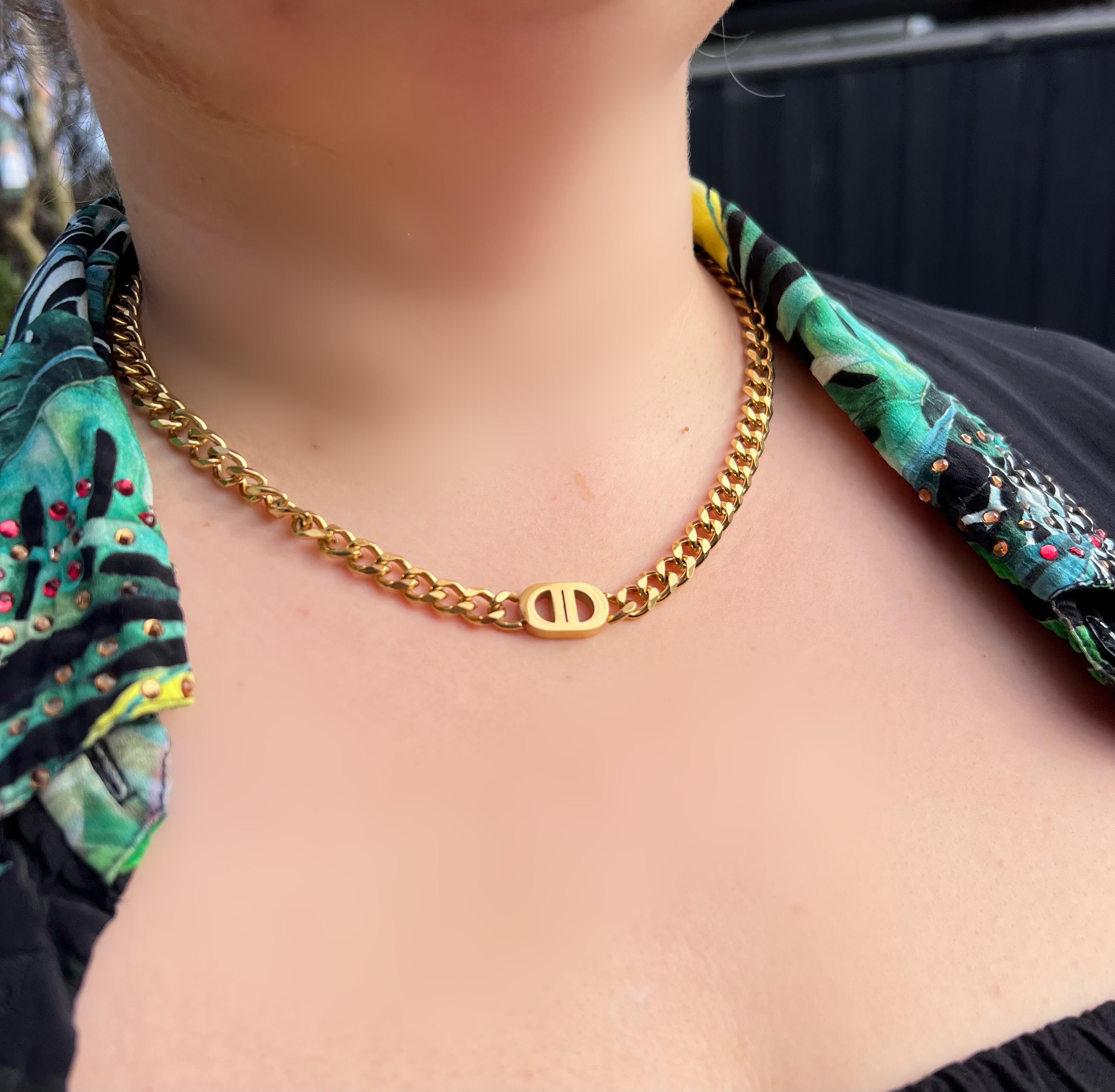 Gold Stainless Steel Cuban Link Necklace